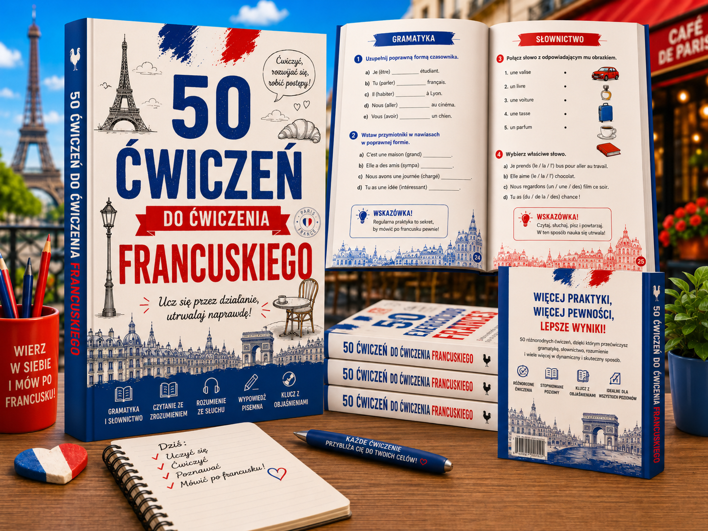 Okładka bonusu: 50 Ćwiczeń do Praktyki Francuskiego